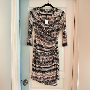 3/4 sleeve Calvin Klein faux wrap dress